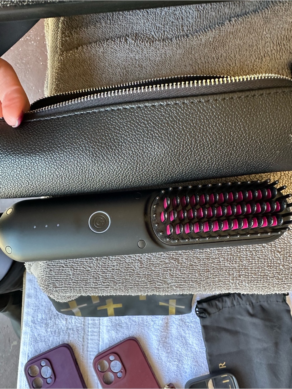 Tymo Black/Pink Porta Portable Hair Straightening Brush - NWOB